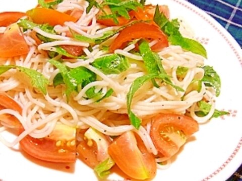 ひとりごはん✿あまった素麺で冷製パスタ風